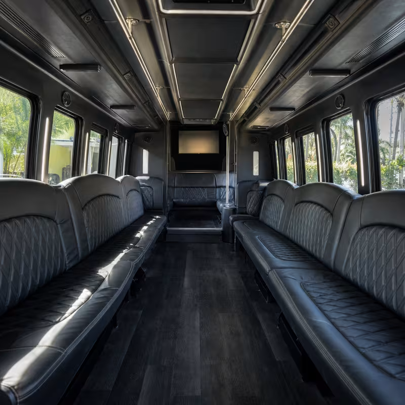 Passenger watching the Oklahoma City scenery during a regional party bus road trip