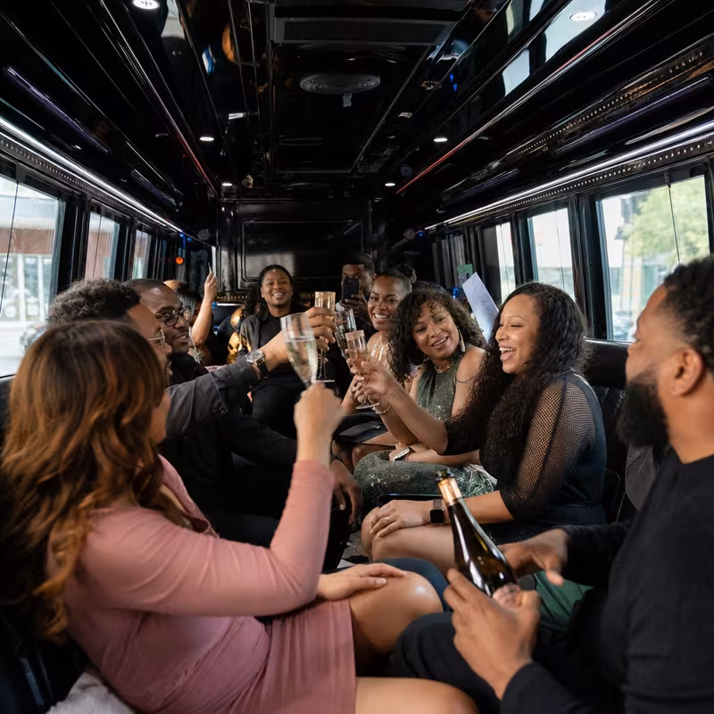 Black Mercedes Sprinter van staged for an Oklahoma City Birthday Transportation group