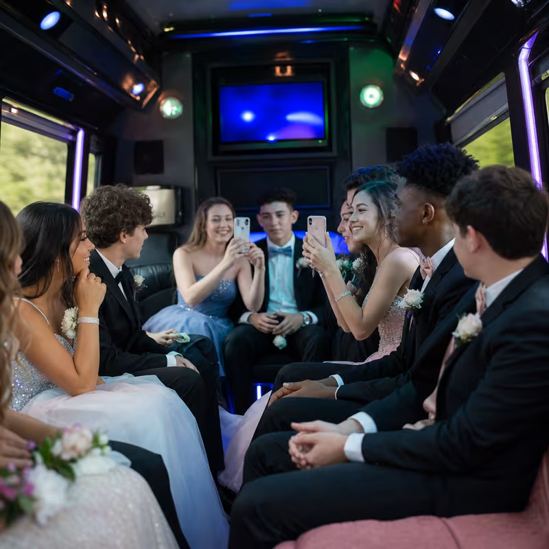 Black Mercedes Sprinter van staged for an Oklahoma City Prom & Homecoming Transportation group