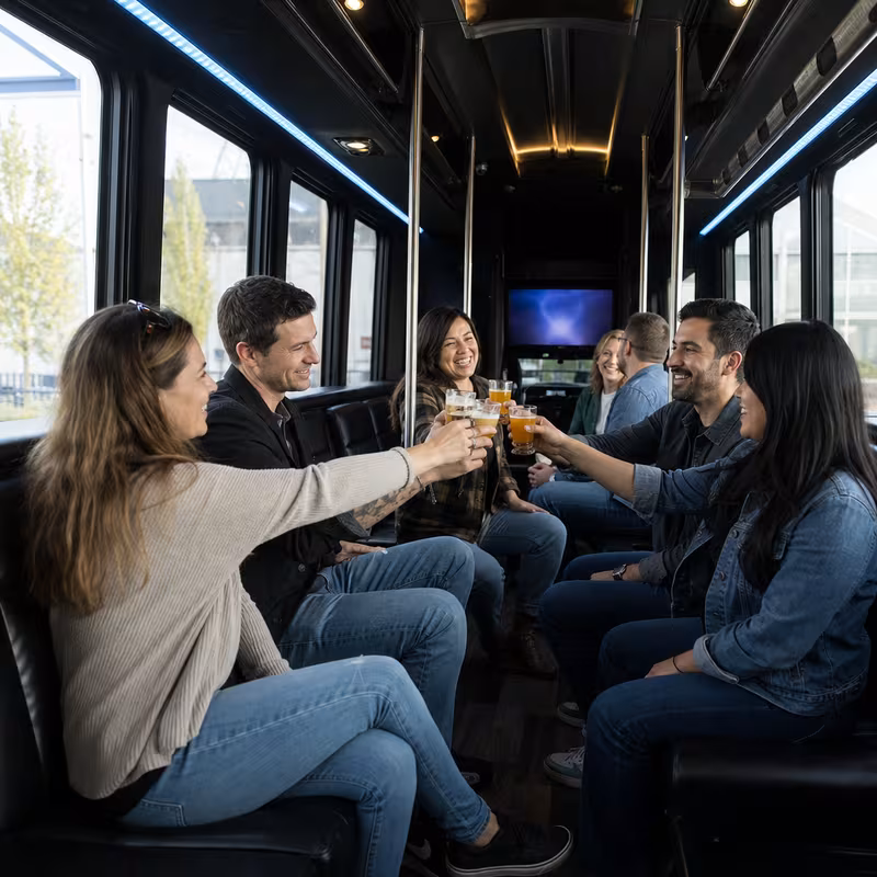 Black Mercedes Sprinter van staged for an Oklahoma City Winery & Brewery Tour Transportation group